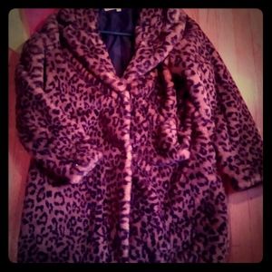 Leopard faux fur coat